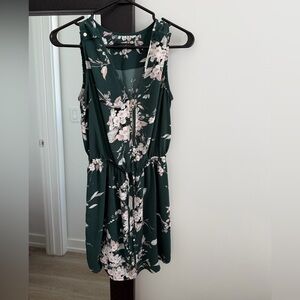 Floral Green Sleeveless Dress